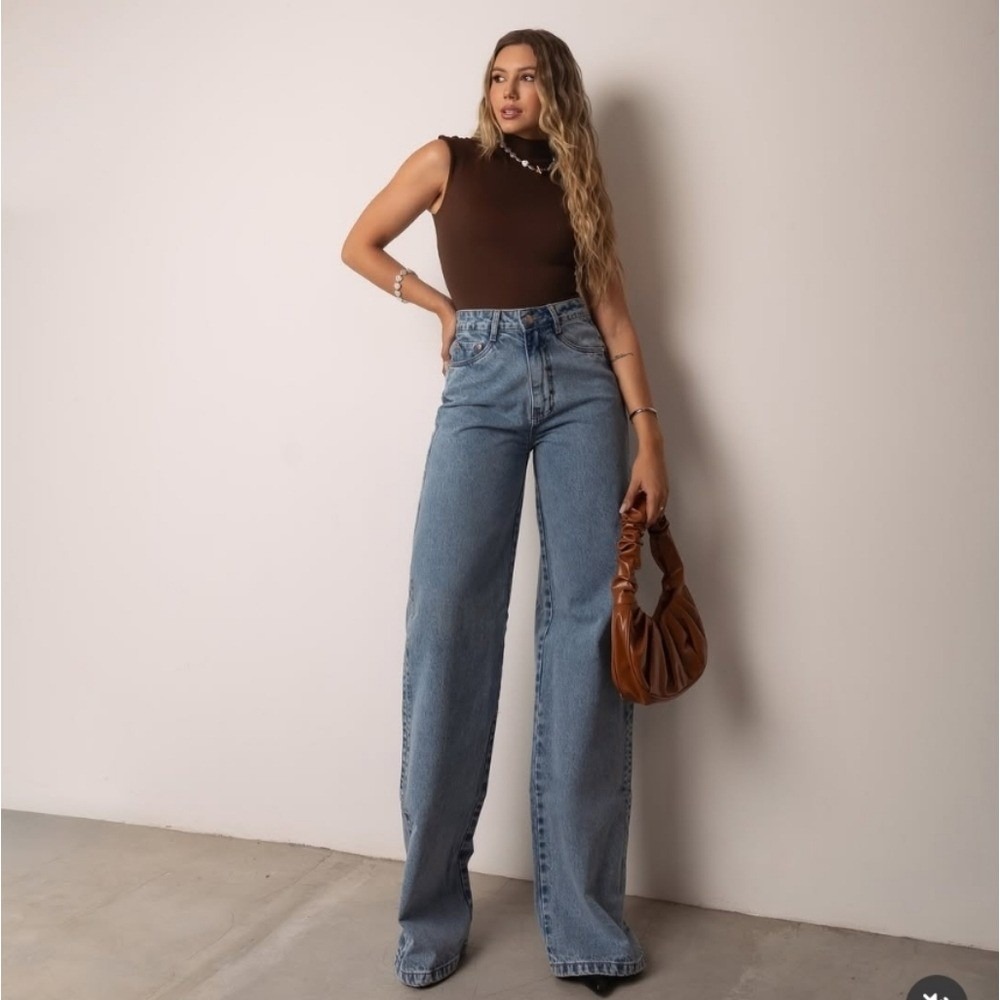 Onze Denim Made in Brasil Wide Leg Denise Light‎ Wash Size Women's 6 RARE HTF